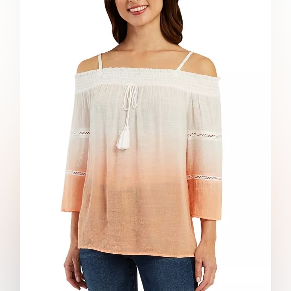 BCX Ombré Off-The-Shoulder Lightweight Rayon Blend Top Size XL